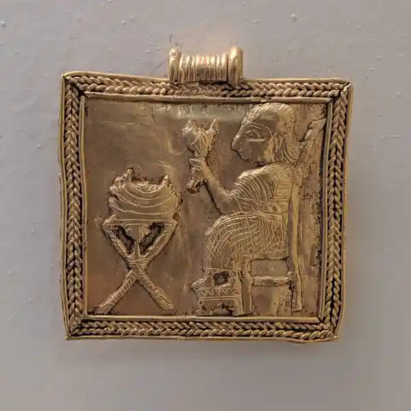 Gold plate depicting a funeral feast scene, Pergamon Museum, Museum Island, Berlin